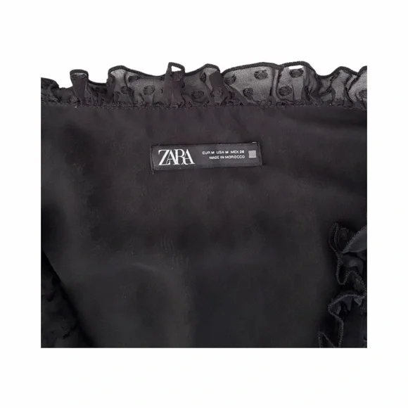 Zara Black Long Sleeve Dress size M Lace short dress cocktail dress - Picture 4 of 7